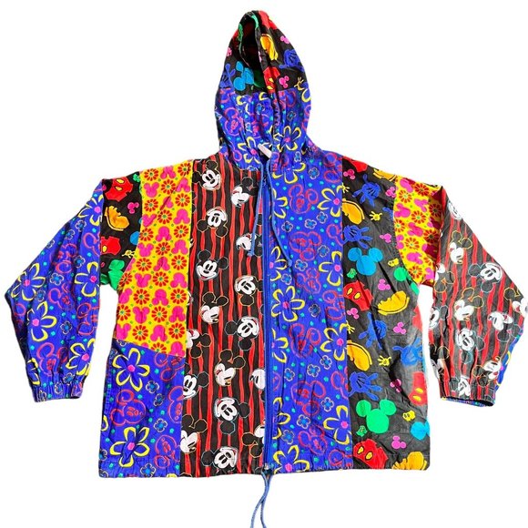 MICKEY & CO rainbow patchwork jacket windbreaker Medium - Picture 1 of 6